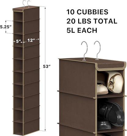 Simple Houseware 10 Shelves Hanging Shoes Organizer Holder for Closet, Brown