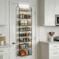 Over Door Organizer Storage - 8 Tier Black Metal Over the Door Pantry Organizer Heavy Duty Hanging Storage Rack, Behind Cabinet Shelves for Home, Kitchen, Bathroom, Closet, Pantry.
