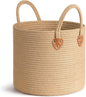 CHICVITA Jute Laundry Basket With Handles, Wicker Basket for Kids Blankets Toys Clothes Shoes, Baby Hamper for Nursery Boho Decor, Plant Baskets Indoor, 14" X 14" X 12", Jute Brown