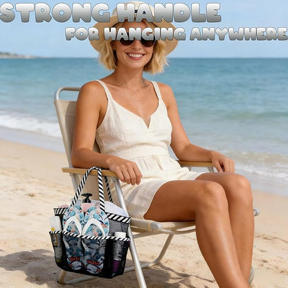 Attmu Mesh Shower Caddy Portable for College Dorm Room Camping Essentials, Shower Caddy Dorm with 9-Pockets, Large Capacity Hanging Basket Bathroom Bag for Toiletry, Swimming, Gym, Camp, Beach