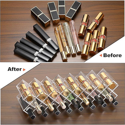 ELLDOO Rollerball Perfume Organizer, 23 Spaces Clear Acrylic Perfume Storage Holder Beauty Scent Holder, Stackable Makeup Lipgloss Lipstick Display Case Lip Gloss Storage Stand (8-Tier)