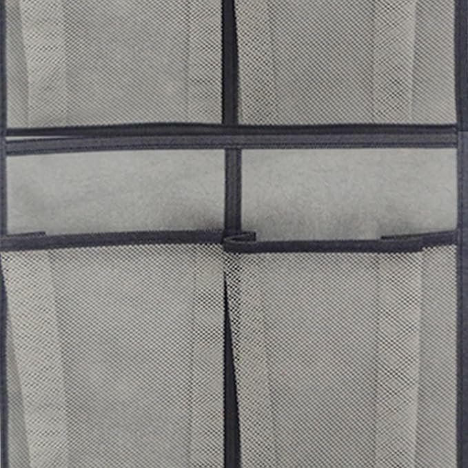 Gray Over Door Shoe Organizer, 12 Large Pockets Hanging Storage for Closet Organization, Space Saving Shoe Rack and Accessory Holder