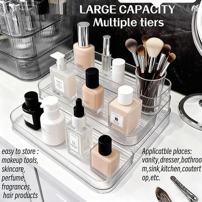 3 Tier Bathroom Counter Organizer,No Installation Cosmetics Skincare Shelf, Makeup Organizer Perfume for Dresser Vanity Tray, Perfume Stand Organizer for Bedroom,Bathroom,Office