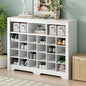 JIVOIT Modern Square Shoe Cabinet with Curved Base, Sleek Design 24 Shoe Cubby Console, Versatile Sideboard for Hallway, Bedroom, Living Room (White,Curved Base)