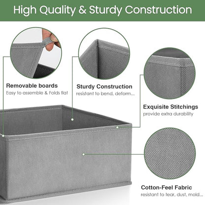 Criusia Drawer Organizer Clothes, 24 Pack Underwear Drawer Organizers, Foldable Closet Organizers and Storage Dresser Drawer Dividers Clothing Organizer for Clothes, Socks, Scarves, Bra, Ties (Grey)