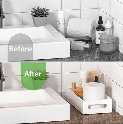 White Toilet Basket Tank Tray, Acrylic Bathroom Basket, Back of Toilet Organizer for Paper Storage, Anti-slip and Moisture-proof