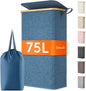 Lifewit 75L Slim Laundry Hamper with Lid, Narrow Laundry Basket with Removable Bag & Bamboo Handles, Fodable Thin Dirty Clothes Hamper for Laundry Collapsible Bin for Bathroom Bedroom Dorm, Dark Blue