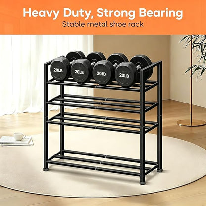 KEETDY 5-Tier Heavy Duty Shoe Rack for Garage Entryway, Stackable Shoe Organizer for 25 Pairs Men Boots, Shoe Rack for Closet Metal Shoe Storage Shelf, Floor, Hallway (Black)