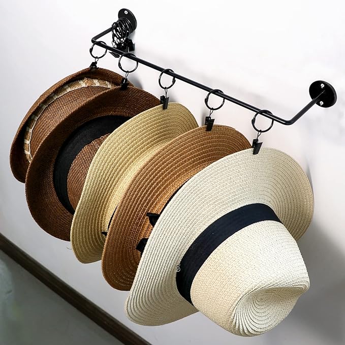 CAPHONT Hat Rack for Baseball Cap Organizer with 24 Hooks, Modern Metal Hats Storage Wall Mounted Caps Hanger for Closet Door Bedroom Entryroom Laundry, 2 Pack