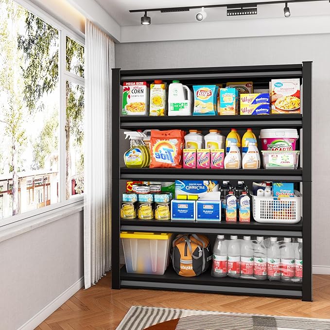48" W Garage Shelving Heavy Duty，2800LBS Loads Adjustable Garage Storage Shelves,5-Tier Metal Storage Racks and Shelving Units, Utility Rack Shelves,48”W x 18”D x 78”H,Black