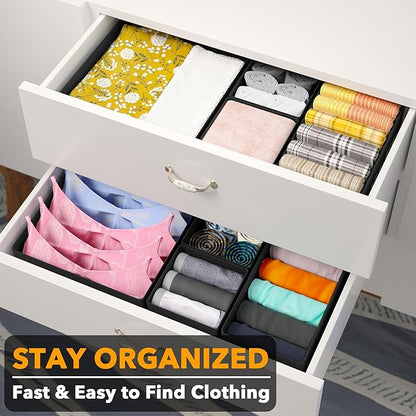 SpaceAid Drawer Organizer Clothes, 12 Pack Dresser Organizer Bins for Nursery, Closet Organization and Storage Dividers for Clothing, Baby Clothes, Underwears, Socks (Black)