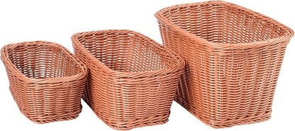 Rectangular Plastic Woven Baskets- Mixed Sizes Set of 3