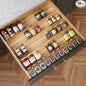 10-Pack Adjustable Spice Drawer Organizer, Expandable Seasoning Rack Tray (13" to 26"), Acrylic Insert with Anti-Slip Mat for Kitchen Cabinet (Jars Not Included)