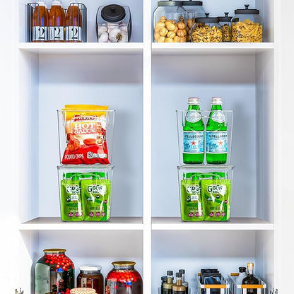 Sorbus 8-Pack Small Clear Plastic Storage Bins – Organizers for Kitchen, Pantry, Fridge, Cabinet & Refrigerator