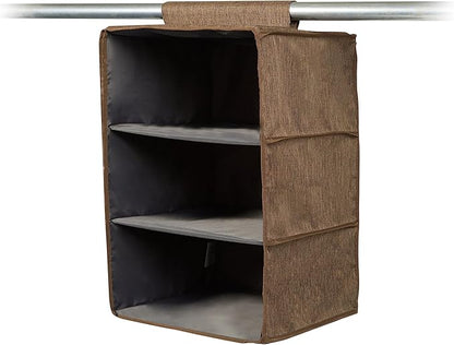 Covermates Keepsakes Hanging Closet Organizer – Heavy Duty Vertical Wardrobe Storage Shelves for Sweaters, Handbags, and Shoes – Acid-Free Interior Lining, Brown Heather