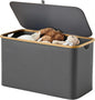 Storage Basket with Lid and Handles, 135L Fabric Bin with Divider for Shelf, Closet, Toy Organization, Collapsible Storage Organizer for Home, Grey