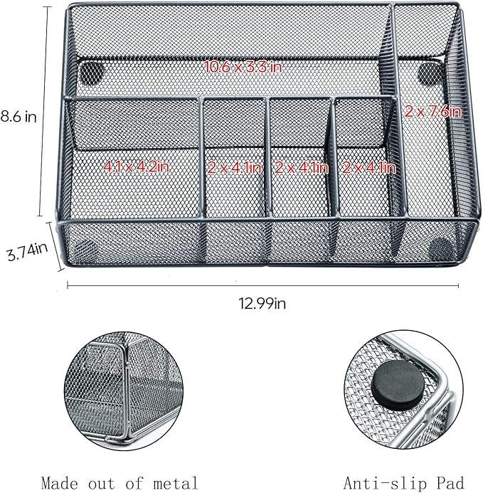 Paper Plate Organizer for Countertop, Metal Silverware Caddy for Cup, Fork, Spoon, Napkin, Paper Plate and Utensil Holder, Cutlery Caddy for Party, Camping, Picnic (Silver)