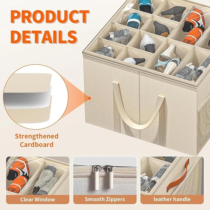 for Shoe Storage Organizer for Closet, Large Shoe Box Storage
