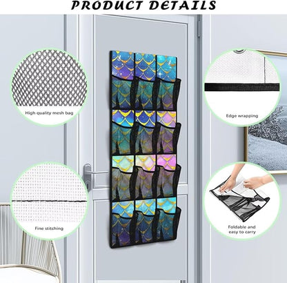Scale Behind Door Shoes Hang Holder Rack,Storage for Small Spaces,Shoes Hanger Storage Organizer Bag for Bedroom Unique Print