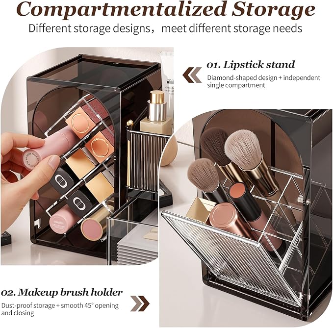 INVSSENE Stackable Makeup Organizer Countertop, Storage Perfume Skincare Cosmetic Lipstick Face Mask Makeup Brush Palettes, Ideal for Vanity Bathroom Counter