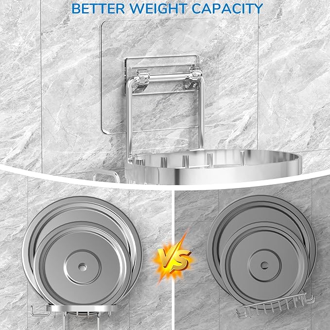 MASADI 3 Tier Soap Dish Holder, Soap Bar Holder with Hooks, Shampoo Bar Caddy for Shower Wall, Razor Holder for Shower, Bar Soap Container 304 Stainless Steel, Bathroom(Silver)