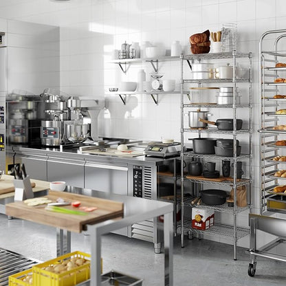 14" Deep x 24" Wide x 74" Height Wire Shelving Kit | 8-Tier | NSF Commercial Storage Rack Unit