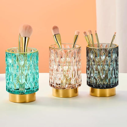 Makeup Brush Holder Organizer,Toothbrush Holders,Desk Pen Pencil Holder,Multifunctional Vintage Glass Brush Cup（A39-10-US）
