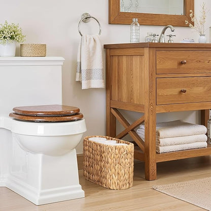 StorageWorks Toilet Paper Storage, Toilet Paper Storage Holder for 6 Regular Rolls, Wicker Basket for Bathroom, Natural Water Hyacinth