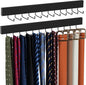 ZEDODIER 2 Pack Wodden Tie Hanger Wall Mounted, Space Saving Belt Organizer for Man with 24 180° Rotating Hooks, Space Saving Belt Storage Holder, Black