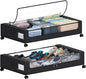 Tututry Under Bed Storage with Wheels, XXL 60L Under the Bed Storage Bins, Underbed Storage Containers with Lids & Label, Rolling Metal Drawer for Shoes, Clothes, Books, Toys (2-Pack Black)