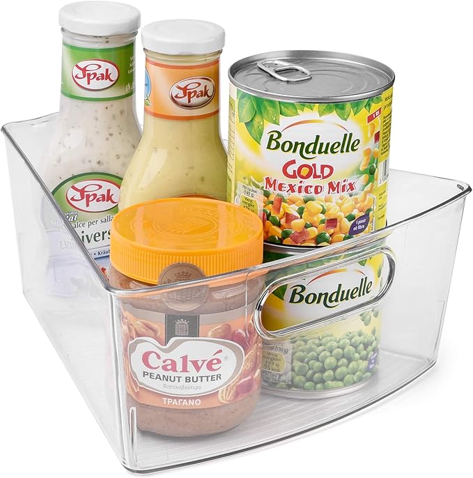Sorbus Wedge Storage Bin Organizer Lazy Susan organizer with Front Handle for Corner Cabinet, Great Sector Shaped Container Bins for Kitchen, Pantry, Bathroom, Clear Plastic (4-Pack)