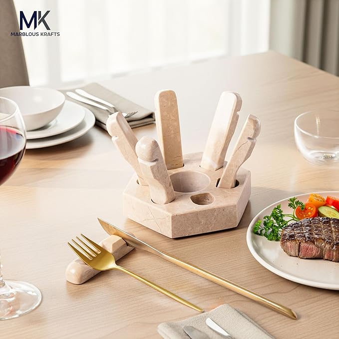 Marble Utensil Rest Verona Spoon Holder for Fork and Knife, Cutlery Rest for Kitchen Counter, Simple and Modern Kitchen Accessory