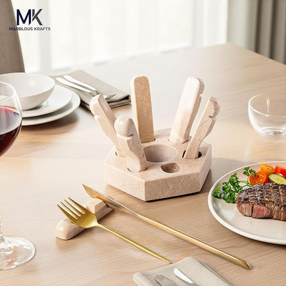 Marble Utensil Rest Verona Spoon Holder for Fork and Knife, Cutlery Rest for Kitchen Counter, Simple and Modern Kitchen Accessory