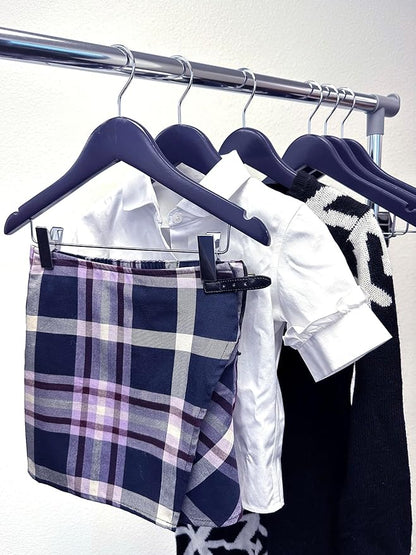 Kids Hangers with Metal Clips Pant Bar 4T-10 (Patriot Navy)