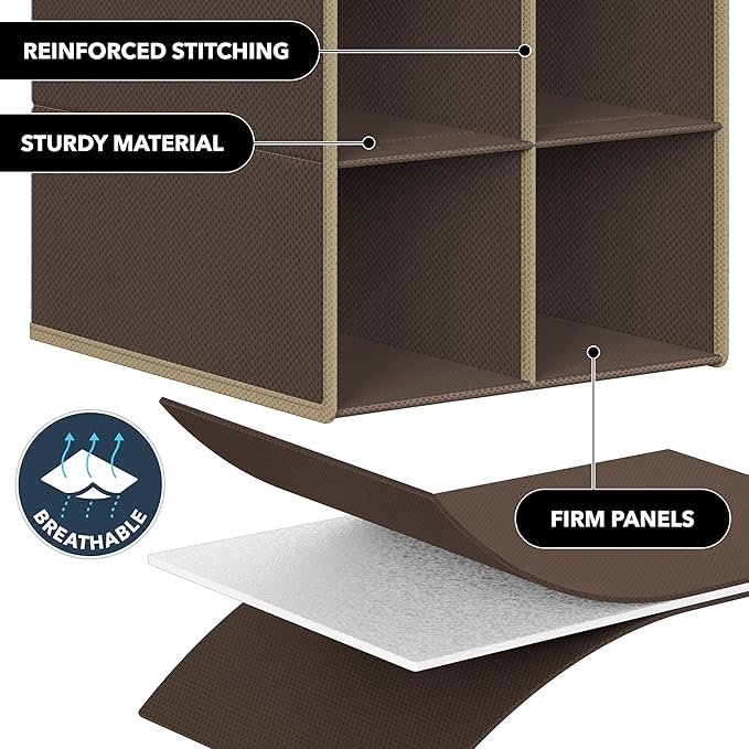 Simple Houseware 20 Section Shelves Hanging Shoes Organizer Holder for Closet, Brown