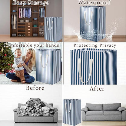 Waterproof Laundry Hamper 75L Collapsible Laundry Basket Extended Cotton Handle Laundry Bag Large Clothes Storage Toy Organization for Bathroom Bedroom Laundryroom College Dorms