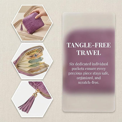 Vintage women's coin wallet jewelry storage bag, metal zipper multi-layer travel storage box, earrings, rings, necklaces, elegant storage bag, neutral Christmas and birthday gifts (violet)
