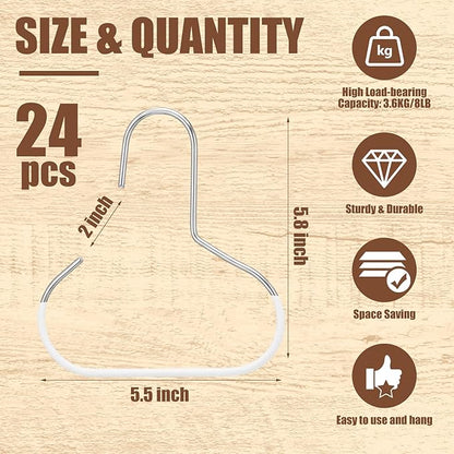 Zonon 24 Pcs Scarf Hangers Metal Belt Hat Ring Hanger with Grip Coating, Scarf Organizer Storage Holders for Ties Scarves Belts Tank Tops Hat Hooks (White)