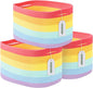 ECDYQXVU Cotton Rope Storage Basket, 15x10x9 Inches, Woven Basket for Shelves, Clothes, Towels, Books, and Laundry, Rainbow (3 Pack)