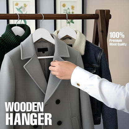 Utopia Home Premium Wooden Hangers 30 Pack - Durable & Slim Coat Hanger - Suit Hangers with 360-Degree Rotatable Hook - Wood Hangers with Shoulder Grooves (White Color)
