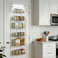 Over Door Organizer Storage - 6 Tier White Metal Over the Door Pantry Organizer Heavy Duty Hanging Storage Rack, Behind Cabinet Shelves for Home, Kitchen, Bathroom, Closet, Pantry