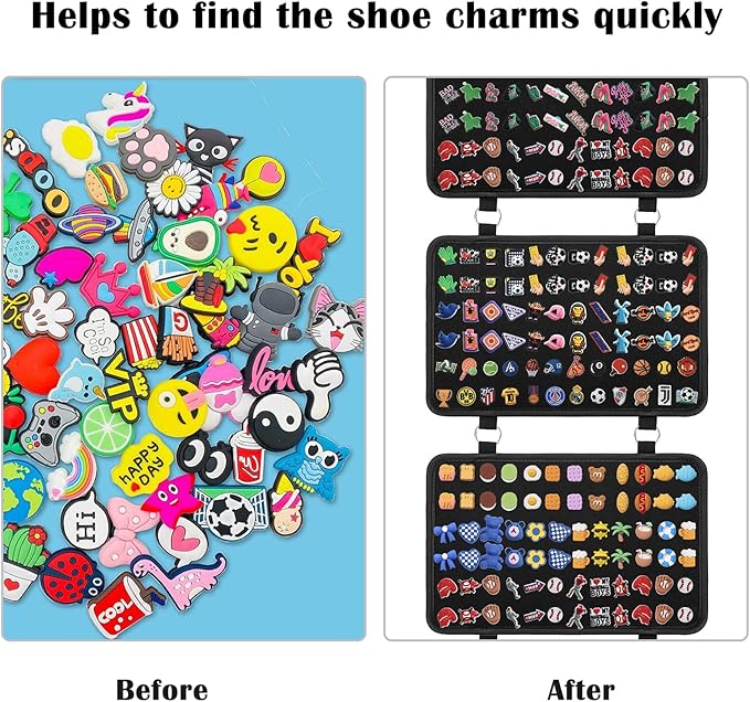 JUXYES Shoe Charms Organizer Wall Hanging Collection Holder, 6 Loose-leaf Board Pieces Croc Shoe Charms Display Hanging Decoration Croc Charms Collection Storage Organizer, JXY-20230123-02