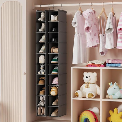 MAX Houser 10-Shelf Hanging Shoe Shelf Organizer, Hanging Shoe Storage for Closet (Grey)
