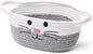 Small Woven Baskets for Organizing Rope with Handle Cute Cotton Basket for Nursery Gift Dog Cat Toy Storage Basket for Toy Organizer-Gray