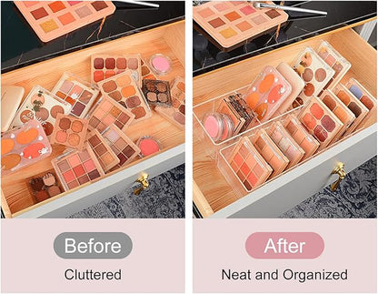JessLab Acrylic Organizers, Bathroom Organizer for Drawer, Cosmetic Display Cases for Vanity, Countertop, Desk, Kitchen, and Makeup Storage, 8-Section