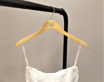 NAHANCO MRMRS20017B Bridal Hanger Set, Natural Wood Hangers with Black Imprint (Mr. and Mrs.), 17” (2 Piece Set)