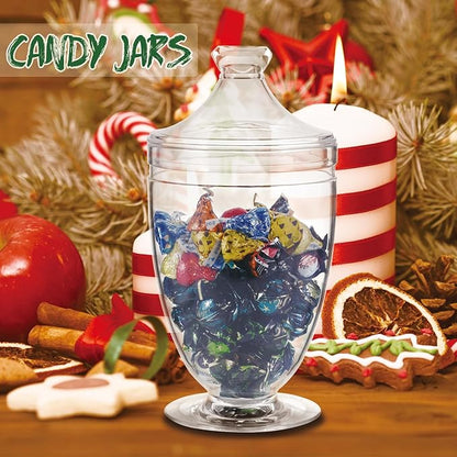 Acrylic Apothecary Jars with Lids, 3-Piece Vanity Organizer Canisters, Storage Container Jars for Bathroom, Laundry Room, Kitchen, Candy Buffet