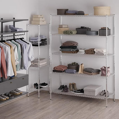24" Deep x 60" Wide x 86" Height Wire Shelving Kit | 5-Tier | NSF Commercial Storage Rack Unit