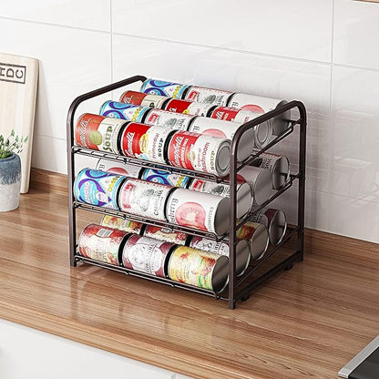 3 Tier Stackable Can Rack Organizer,for food storage,kitchen cabinets or countertops,Storage for 36 cans,Bronze