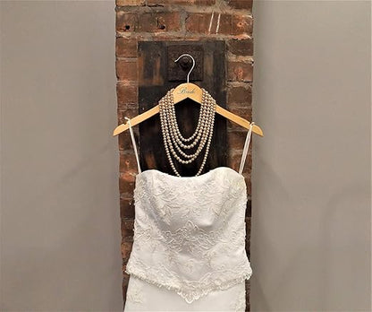 NAHANCO BG20017 Bridal Hanger Set, Natural Wood Hangers with Black Imprint (Bride and Groom), 17” (2 Piece Set)